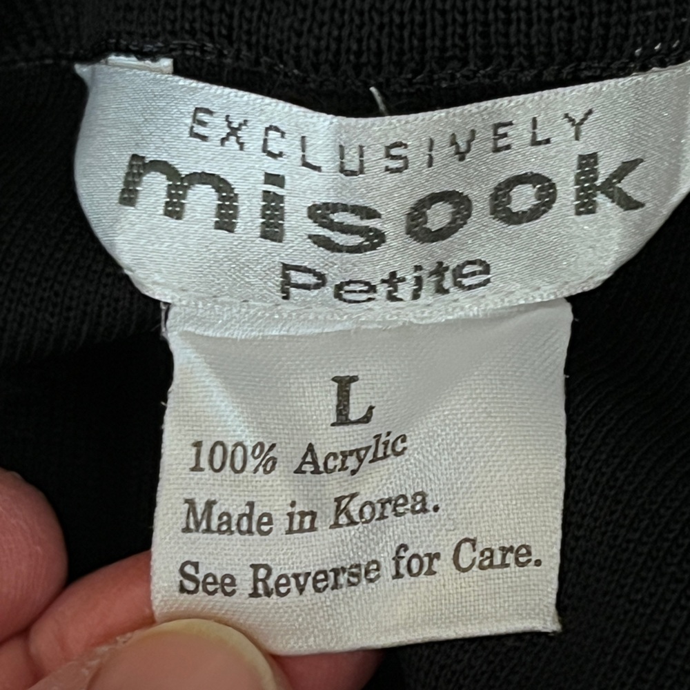 Vintage Exclusively Misook Straight Leg Knit Pull-On Pants High Rise Black Sz LP - Picture 7 of 8